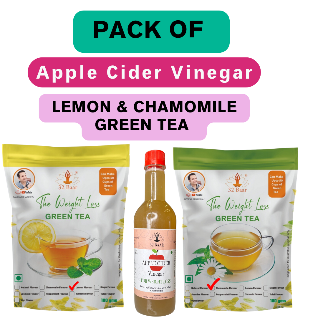 Combo Of Apple Cider Vinegar And Lemon Green Tea With Chamomile Green Tea Leaves (1)